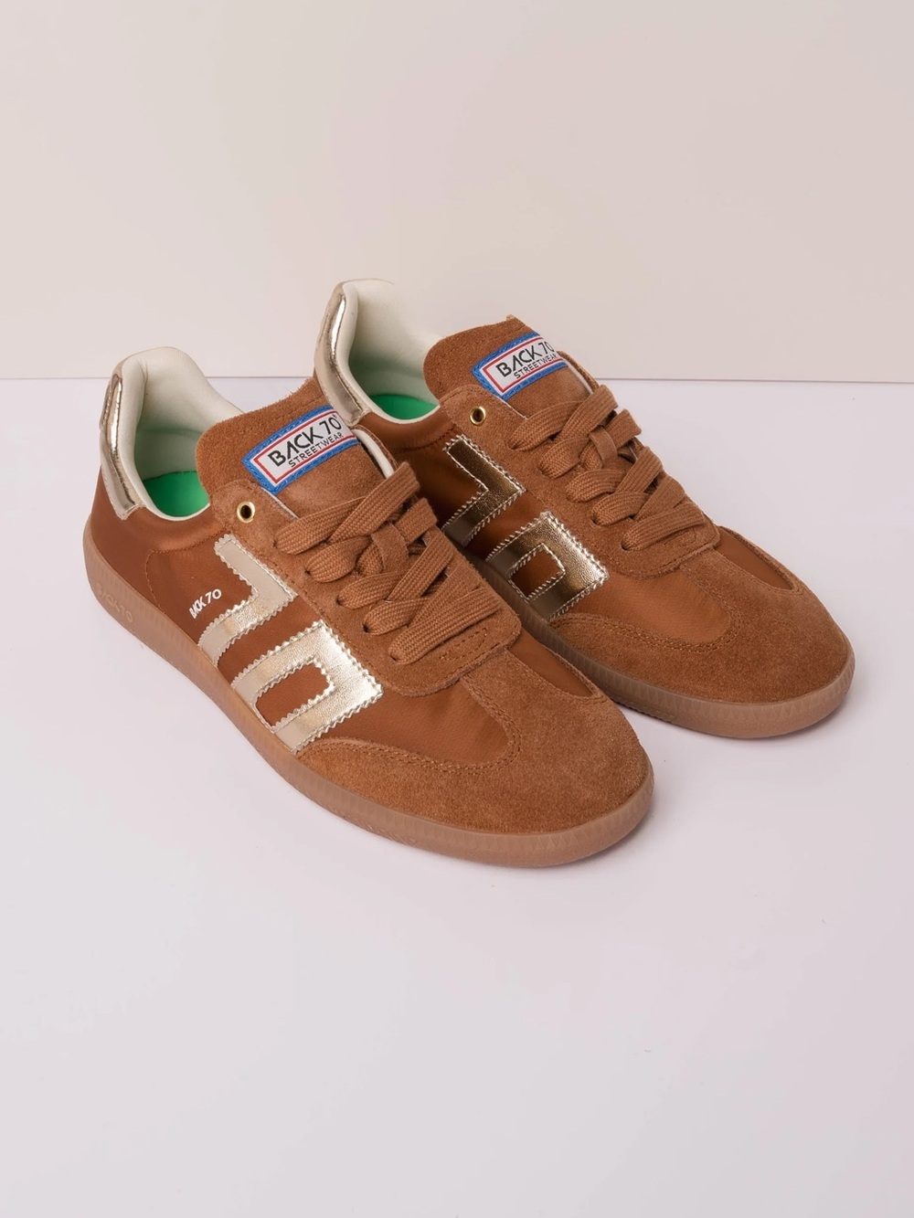 BACK 70 Ghost Sneakers- Brown with Gold Accents